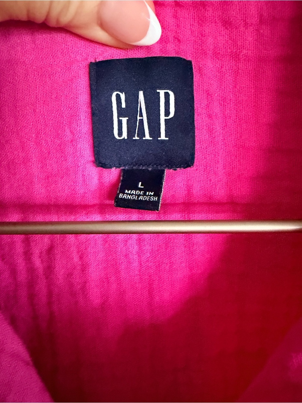 GAP Bright Pink Cotton Gauze Button-Down Shirt 100% Cotton Large - Picture 3 of 5